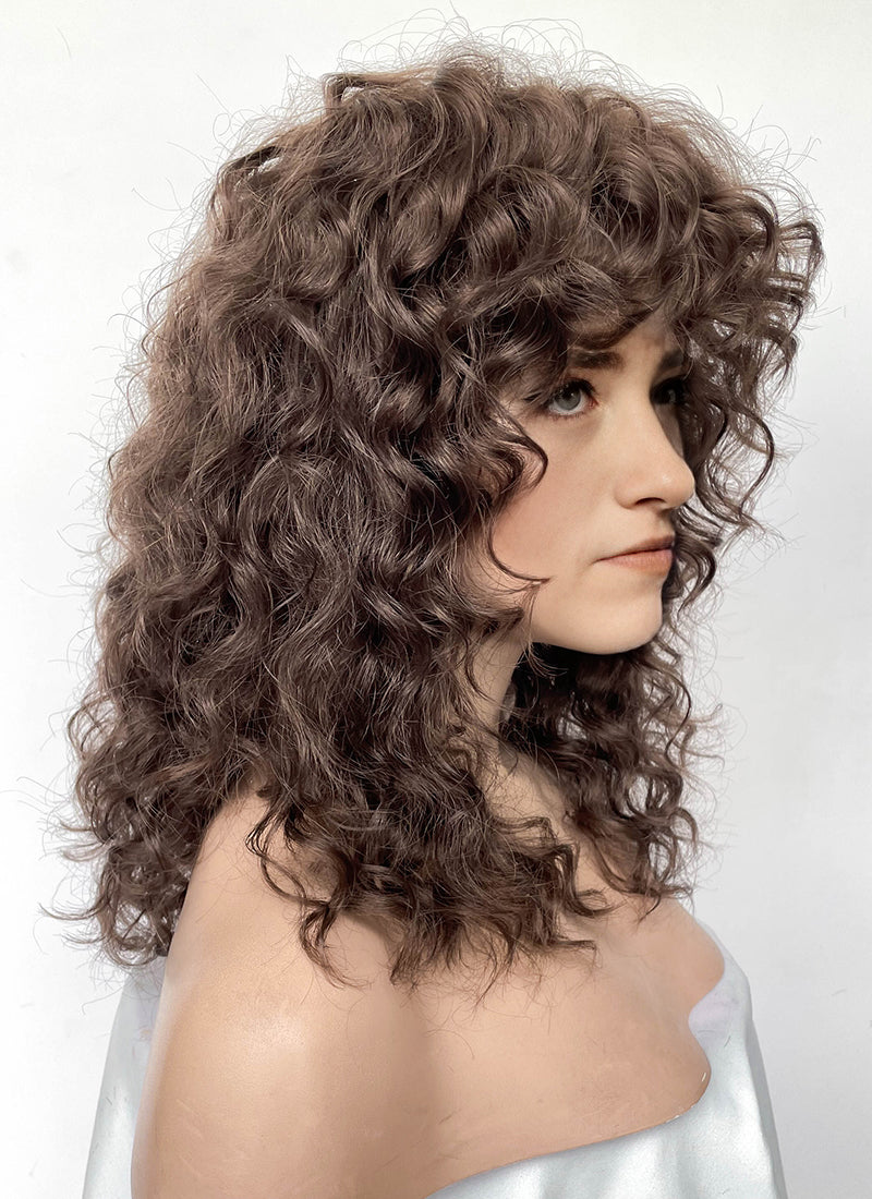 Stranger Things Nancy Wheeler Brunette Curly Lace Front Synthetic Hair Wig LF8085