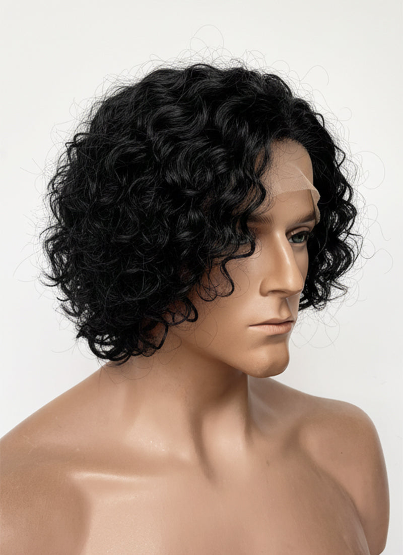 Frankenstein 2025 Victor Frankenstein Black Curly Lace Front Synthetic Men's Wig LF8088