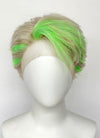 Ash Blonde Mixed Green Wavy Lace Front Synthetic Men's Wig LF8090