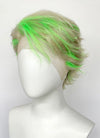 Ash Blonde Mixed Green Wavy Lace Front Synthetic Men's Wig LF8090