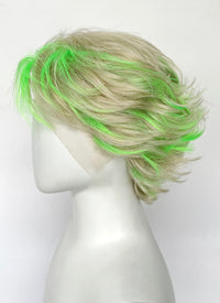 Ash Blonde Mixed Green Wavy Lace Front Synthetic Men's Wig LF8090