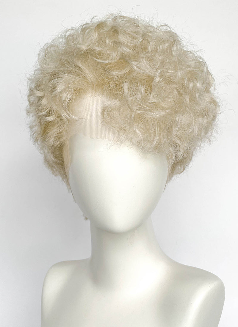 Ash Blonde Curly Lace Front Synthetic Men's Wig