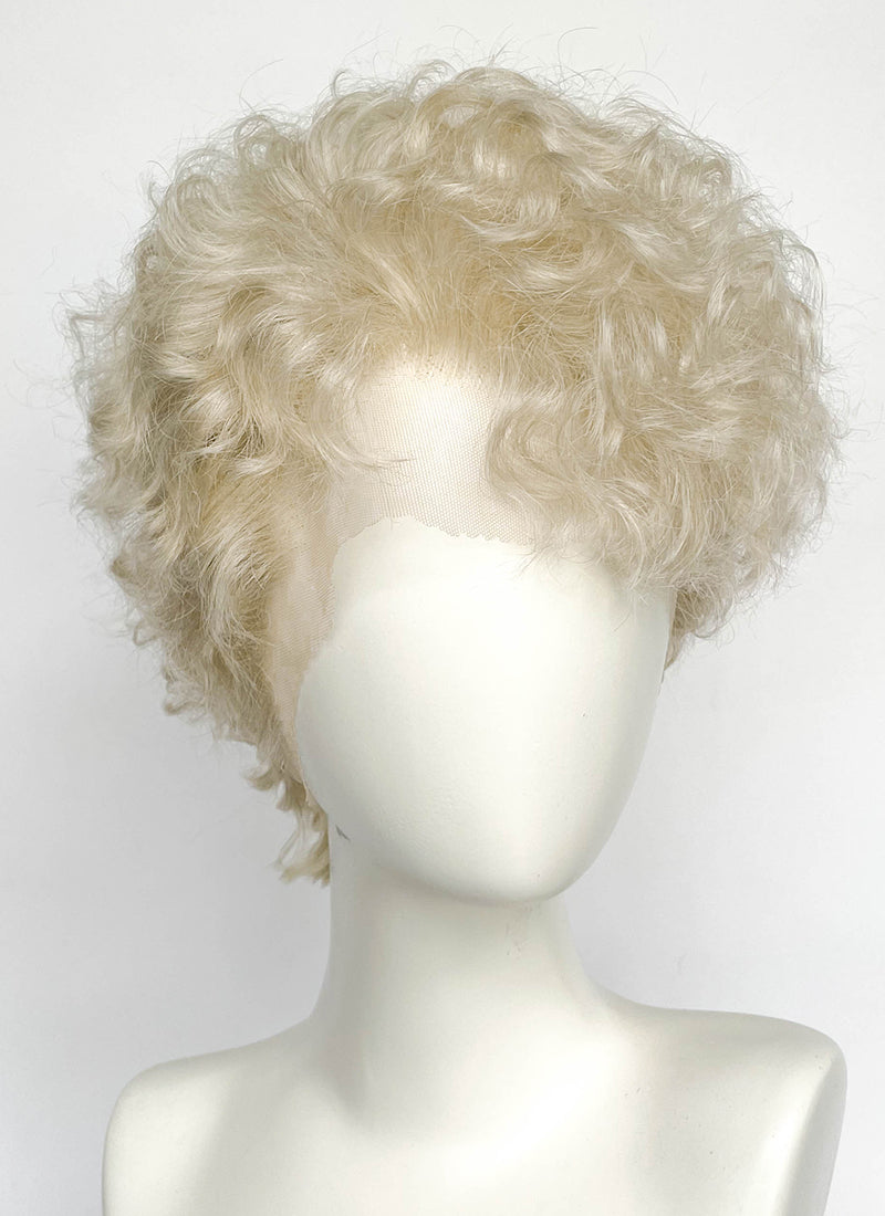 Ash Blonde Curly Lace Front Synthetic Men's Wig