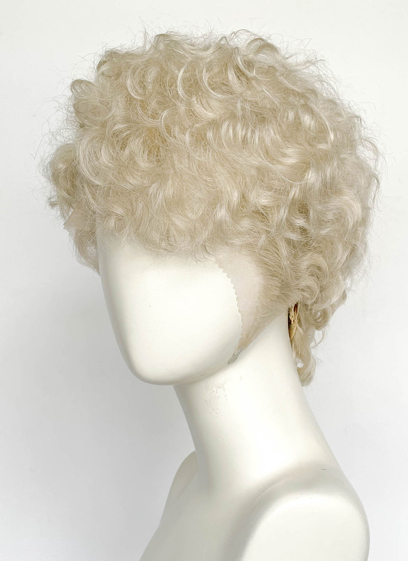 Ash Blonde Curly Lace Front Synthetic Men's Wig