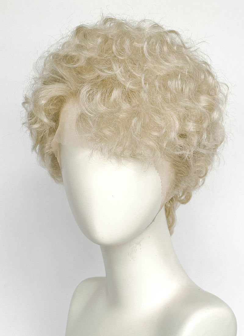 Ash Blonde Curly Lace Front Synthetic Men's Wig