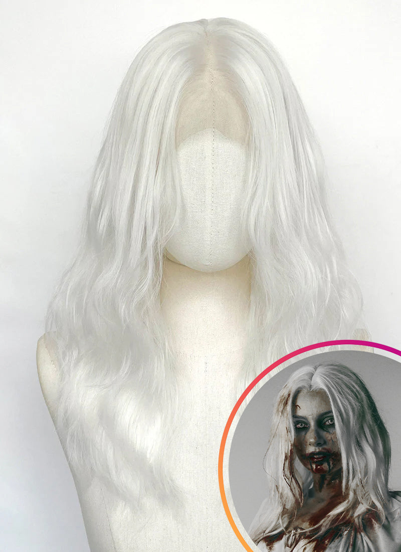 Resident Evil Selena Corey/Zombie Singer White Wavy Lace Front Synthetic Hair Wig LF8112
