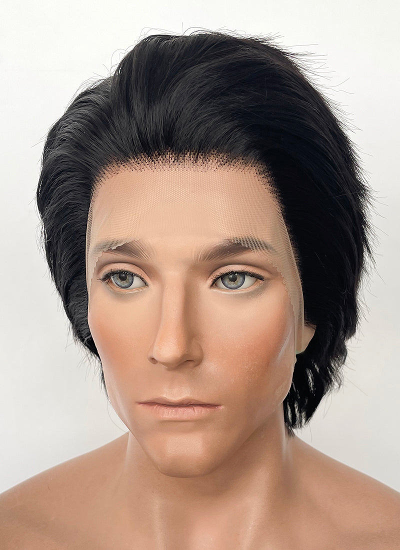 Crimson Desert Kliff Jet Black Wavy Lace Front Synthetic Men's Wig