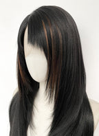 Final Fantasy VIII Rinoa Heartilly Straight Black Mixed Brown Lace Front Synthetic Wig LF8122