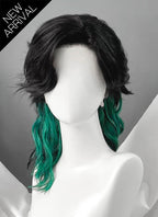 Black Mixed Green Wavy Ponytail Lace Front Synthetic Wig LF8128