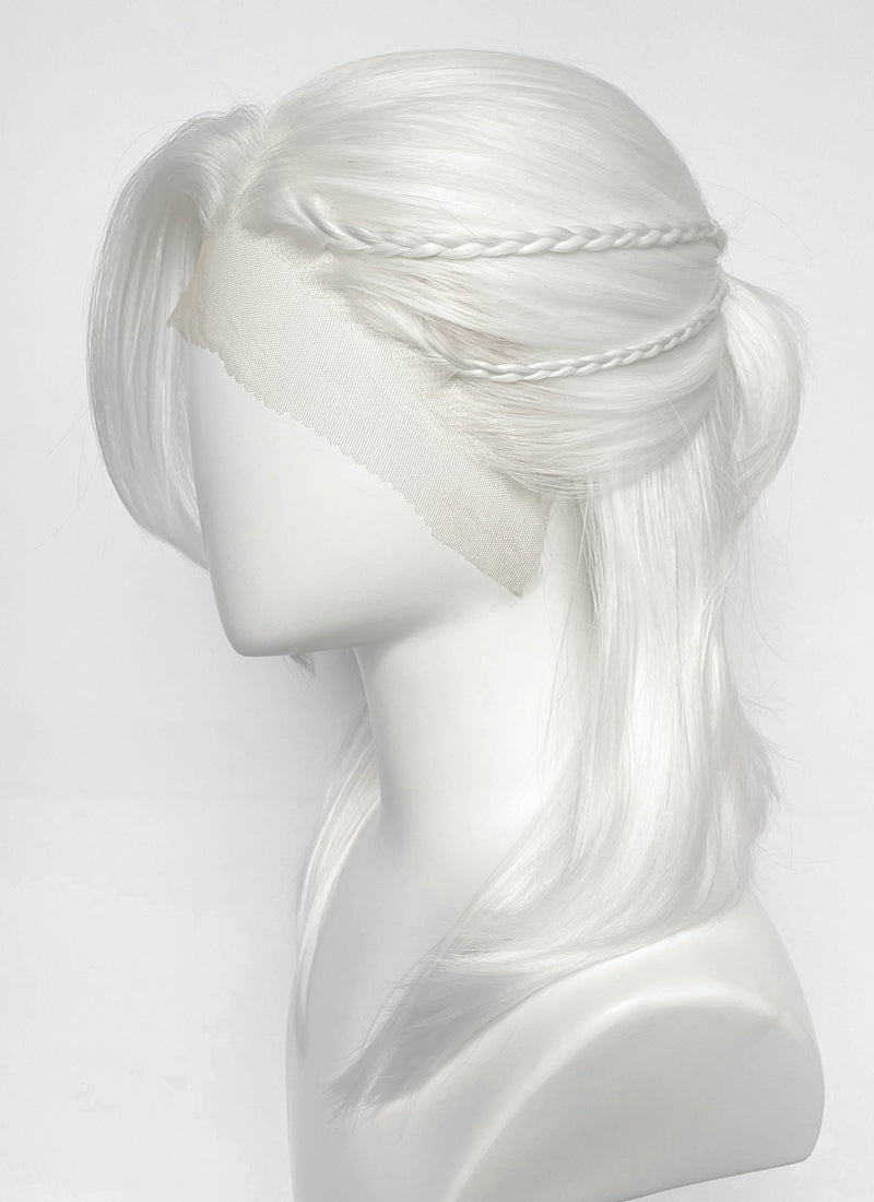 White Braided Lace Front Synthetic Men's Wig LF8132