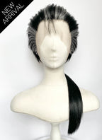 Final Fantasy Auron Black Mixed Grey Straight Ponytail Lace Front Synthetic Men's Wig LF8139