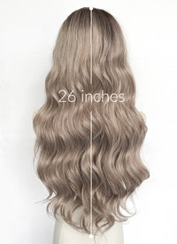 Brown With Dark Roots Wavy Lace Front Synthetic Wig LFCS265
