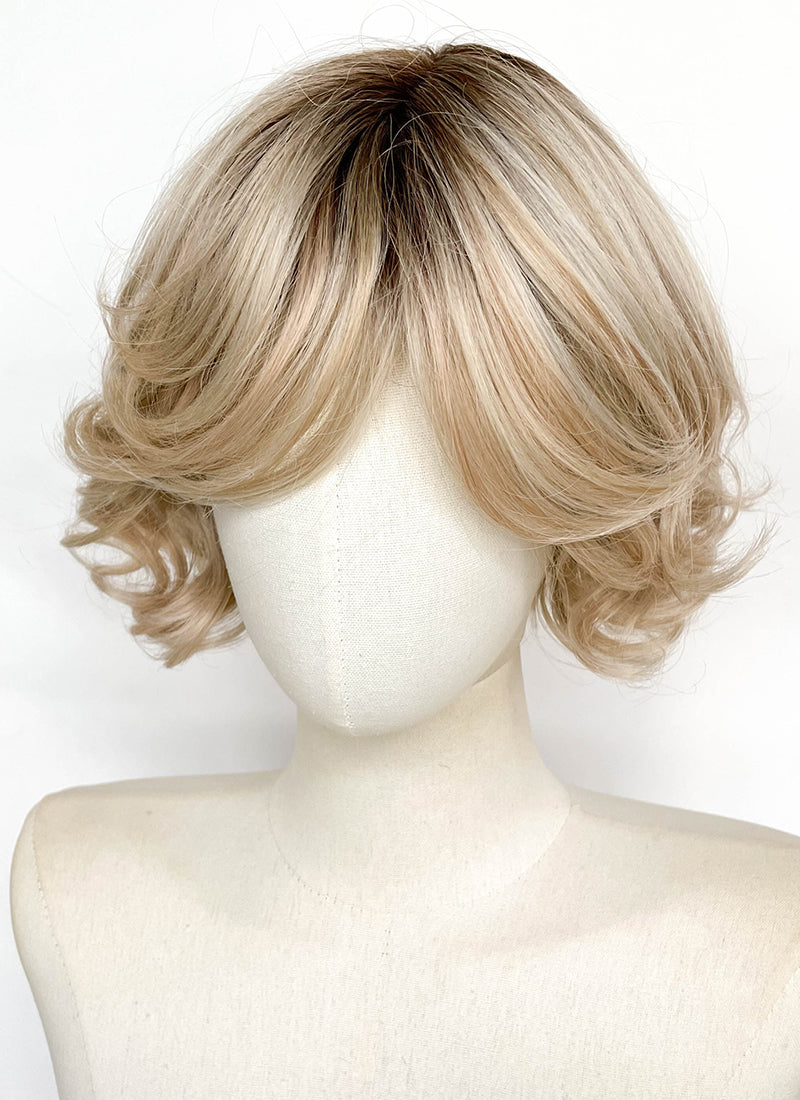 Blonde With Dark Roots Wavy Mono Top Lace Wig LFCS304