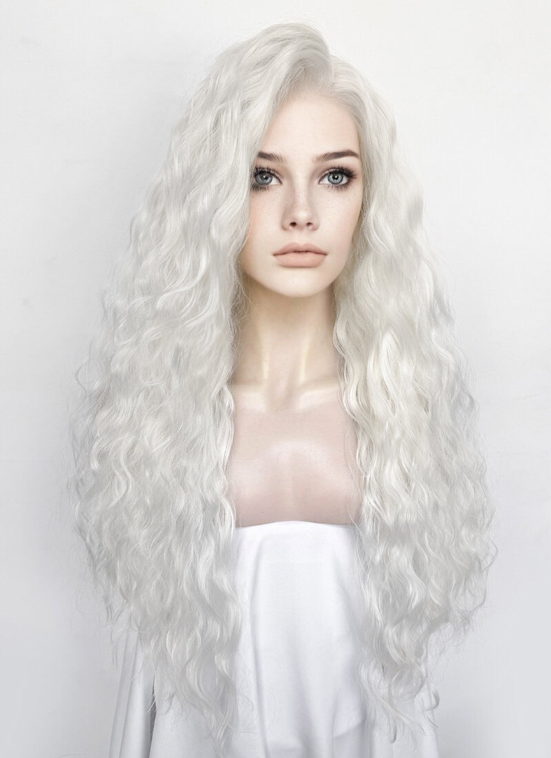 White Wavy Lace Front Synthetic Hair Wig | WigIsFashion