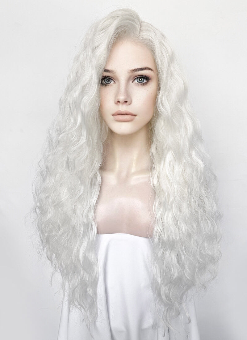 White Wavy Lace Front Synthetic Hair Wig | WigIsFashion