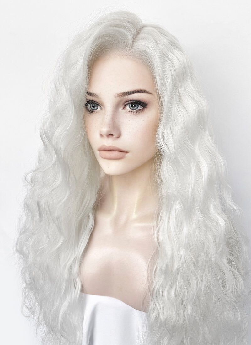 White Wavy Lace Front Synthetic Hair Wig | WigIsFashion