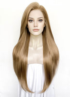 Medium Blonde Straight Lace Front Synthetic Wig LFK5575