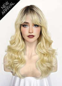 Sabrina Carpenter Inspiration Blonde With Dark Roots Wavy Lace Front Synthetic Wig LFK5579