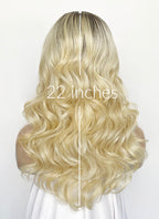 Sabrina Carpenter Inspiration Blonde With Dark Roots Wavy Lace Front Synthetic Wig LFK5579