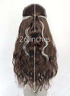 Brown Mixed Silver Grey Wavy Lace Front Synthetic Hair Wig LFK5603