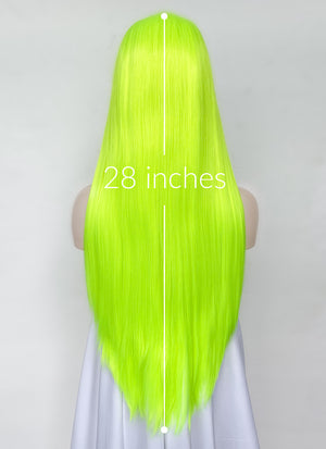 Neon Green Straight  13" x 6" Lace Top Synthetic Wig LFS020