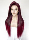 Two Tone Burgundy Straight 13" x 6" Lace Top Kanekalon Synthetic Hair Wig LFS036