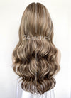 Balayage Blonde Mixed Brown Wavy Lace Front Kanekalon Synthetic Wig LFS045