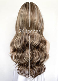 Balayage Blonde Mixed Brown Wavy Lace Front Kanekalon Synthetic Wig LFS045