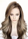 Balayage Blonde Mixed Brown Wavy Lace Front Kanekalon Synthetic Wig LFS045