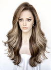 Balayage Blonde Mixed Brown Wavy Lace Front Kanekalon Synthetic Wig LFS045