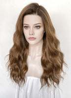 Blonde With Dark Roots Wavy 13" x 6" Lace Top Kanekalon Synthetic Hair Wig LFS056