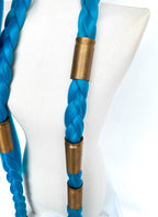 League of Legends LOL Arcane Jinx Turquoise Blue Braided Lace Front Synthetic Wig LN6020X