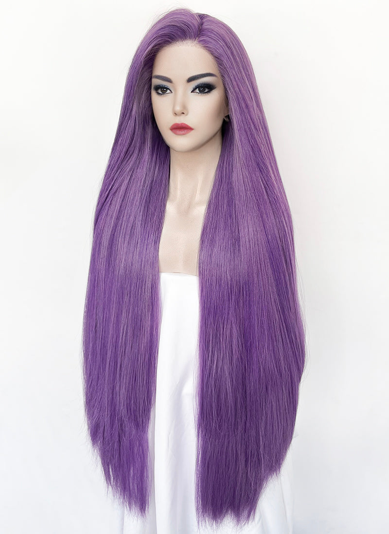 KPop Demon Hunters Rumi Pastel Purple Braided Lace Front Synthetic Wig LF2515