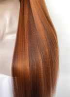 Mixed Ginger Straight Yaki Lace Front Synthetic Hair Wig LN6048