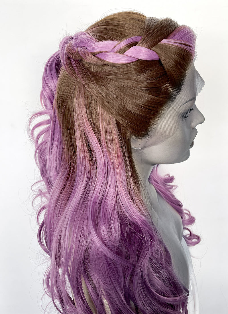 Baldur's Gate 3 Alfira Wavy Brown Mixed Purple Lace Front