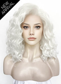 Pure White Wavy Lace Front Synthetic Wig LW4053