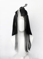 Critical Role Laudna Black And White Single Money Piece Straight Lace Front Synthetic Hair Wig LW4059
