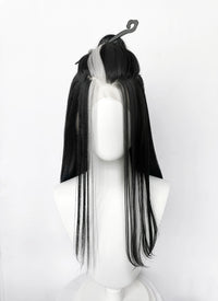 Critical Role Laudna Black And White Single Money Piece Straight Lace Front Synthetic Hair Wig LW4059