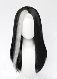 Critical Role Laudna Black And White Single Money Piece Straight Lace Front Synthetic Hair Wig LW4059