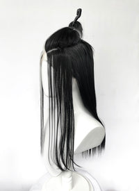 Critical Role Laudna Black And White Single Money Piece Straight Lace Front Synthetic Hair Wig LW4059