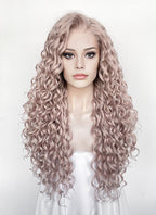 Pastel Pale Plum Curly Lace Front Synthetic Hair Wig LW4062