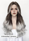 Fourth Wing Violet Sorrengail Brunette Silver Grey Ombre Braided Lace Front Synthetic Wig LF2519