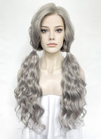 Grey Wavy Lace Front Synthetic Hair Wig LW4070