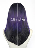 Black With Purple Straight Yaki Lace Front Synthetic Wig LW4110