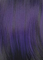 Black With Purple Straight Yaki Lace Front Synthetic Wig LW4110
