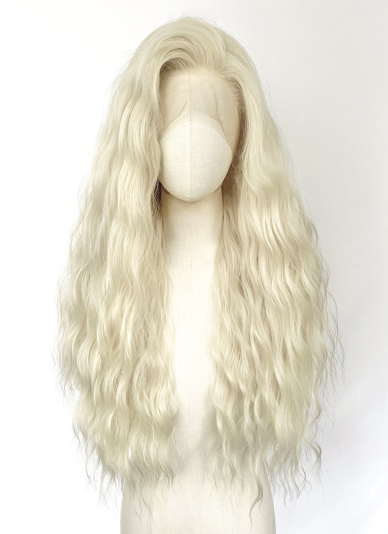 Platinum Blonde Wavy Lace Front Synthetic Hair Wig LW4117