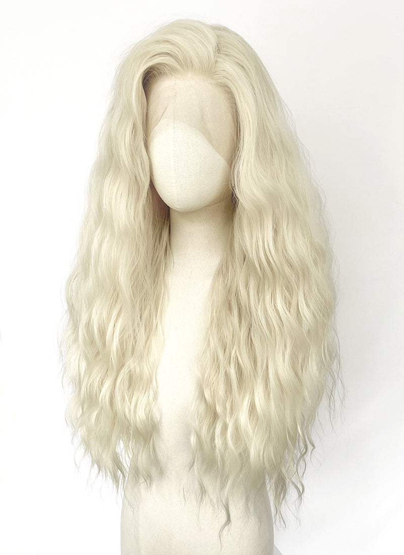 Platinum Blonde Wavy Lace Front Synthetic Hair Wig LW4117