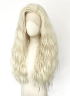 Platinum Blonde Wavy Lace Front Synthetic Hair Wig LW4117