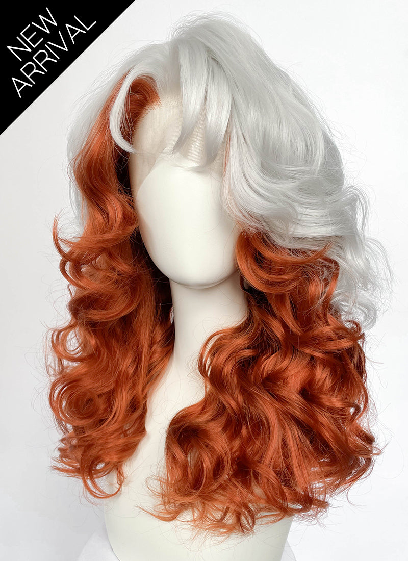 X-Men 97 Rogue Silver White Mixed Ginger Wavy Lace Front Synthetic Wig LW4132A