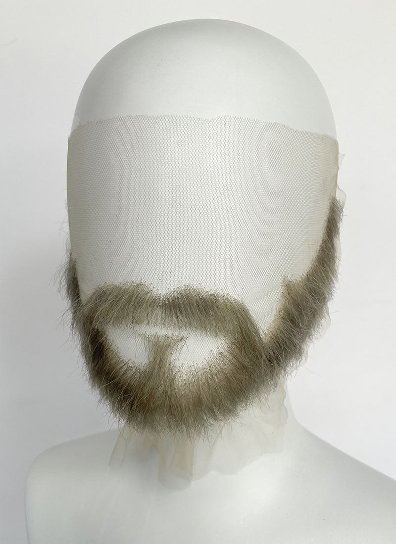 Handmade HD Lace Realistic Sage Grey Beard and Moustache Facial Hair Set MB002